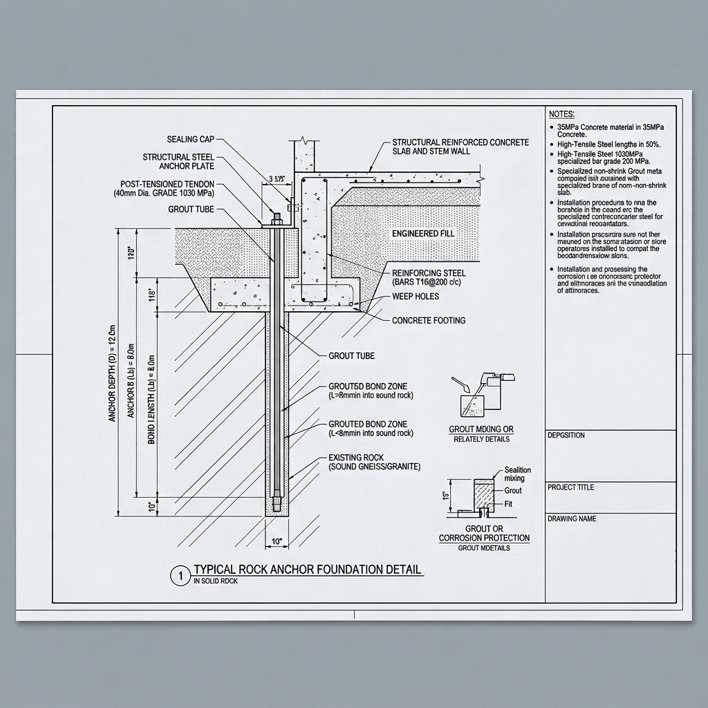 Rock anchor foundation blueprint Rock anchor foundation blueprint